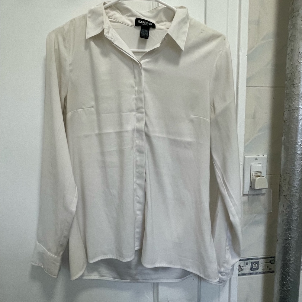 Express White Button-Up Blouse